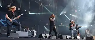 Amaranthe (met vorige vocalist Andreas Solveström) bij het Tuska Open Air Metal Festival, 2013.