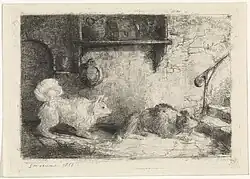 Twee honden - prent (1851)