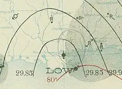 Foto of weerkaart van orkaan