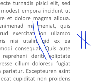 Ongewenste negatiefruimte in drukwerk, gemarkeerd door een proeflezer