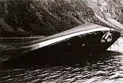 Eén van de tien vernietigde Duitse torpedoboten in Narvik