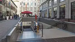 De toegang in de Fahnengasse.