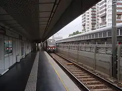 De metro langs het perron.