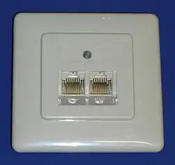 Contactdoos voor data of telecommunicatie.