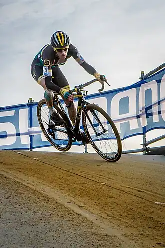 Aernouts tijdens de Wereldbeker te Zolder 2015.