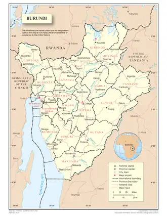 Kaart van Burundi