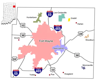 Kaart van Allen County