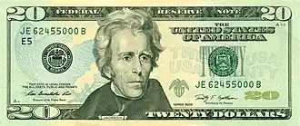 Biljet van 20 dollar met afbeelding van president Andrew Jackson