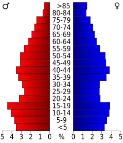 Bevolkingspiramide Okmulgee County