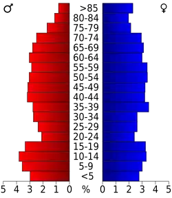 Bevolkingspiramide San Augustine County