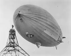 De USS Akron aan de ankermast