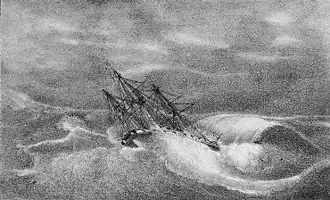 USS Hornet (1805) vergaat in de Golf van Mexico tijdens een storm