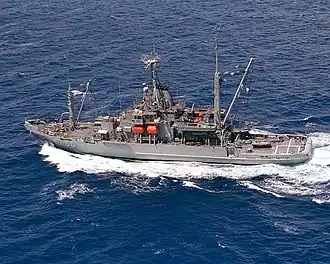 De USS Safeguard, plaats en datum onbekend.