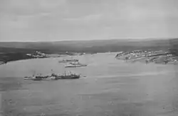 Amerikaanse marineschepen in Trepassey Bay in mei 1919