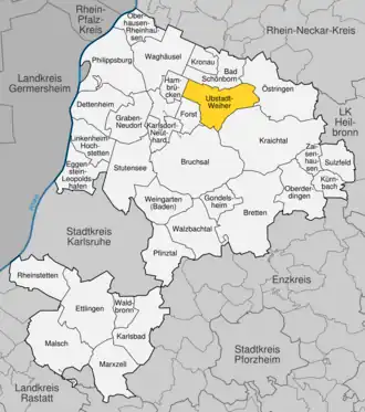 Kaart van Ubstadt-Weiher