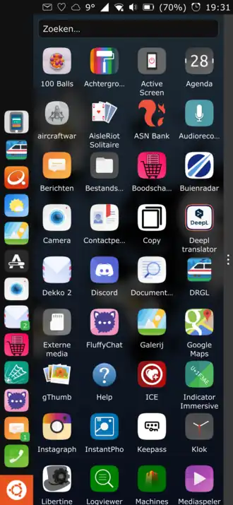Het appoverzicht op Ubuntu Touch (20.04)