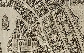 Kaart van Gouda, bij nr.20 het Catharinaklooster