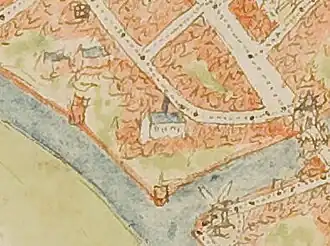 Het klooster Mariëncroon op de kaart van Jacob van Deventer (16e eeuw)