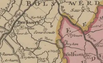 Uitsnede van de 'Nieuwe Caert van Frieslant' (reproductie uit 1739).