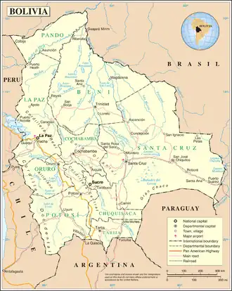 Kaart van Bolivia