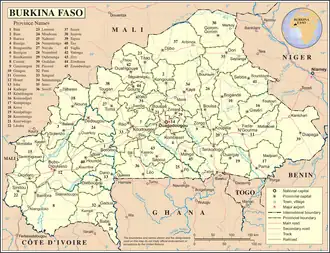 Kaart van Burkina Faso
