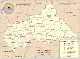 Kaart van Centraal-Afrikaanse Republiek