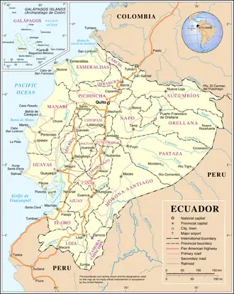 Kaart van Ecuador