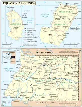 Kaart van Equatoriaal-Guinea