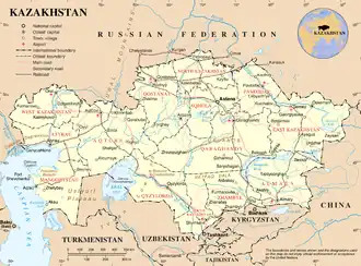 Kaart van Kazachstan