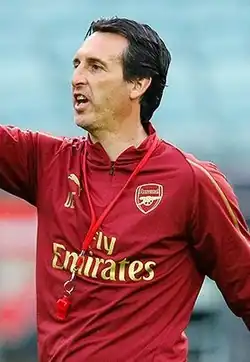 Unai Emery als trainer van Arsenal (2019)