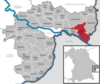 Kaart van Untergriesbach