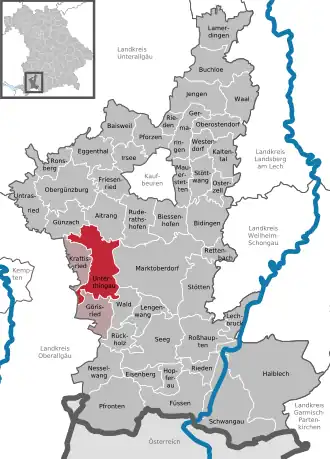 Kaart van Unterthingau