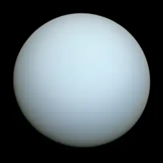 Samengestelde foto van Uranus gemaakt door Voyager 2