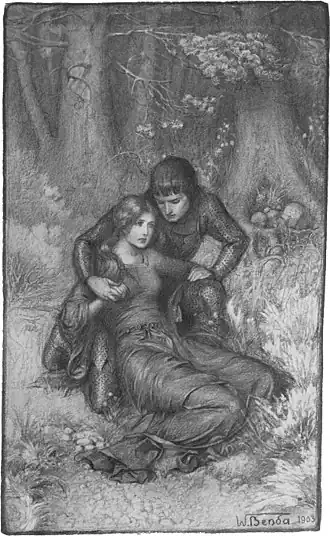 Illustratie van Uther Pendragon en Igraine uit Uther and Igraine, 1903