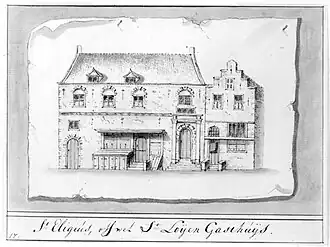 St Eligius, offwel St Loijen Gasthuys (Sint Eloyen Gasthuis), Utrecht rond 1725