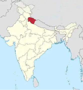 Kaart van Uttarakhand