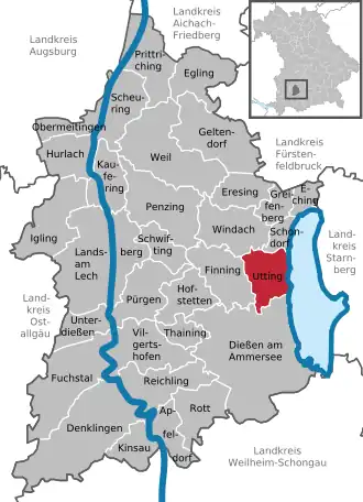 Kaart van Utting a.Ammersee