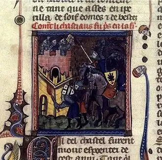 Een afbeelding van een middeleeuws verslag van het beleg van Uxellodunum