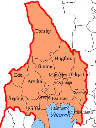 Kaart van Värmlands län