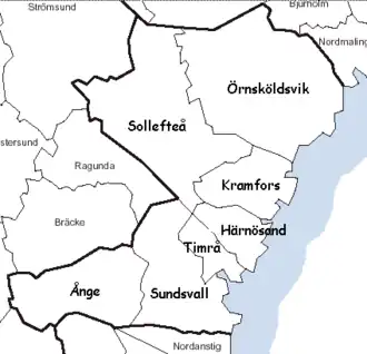 Kaart van Västernorrlands län
