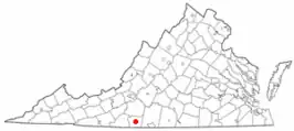 Locatie van Martinsville in Virginia