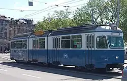 Zesassige Mirage tram in Zürich