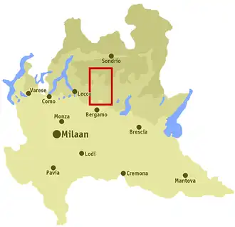 Ligging van het dal in Lombardije