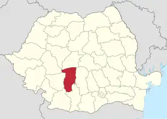 Locatie van district Vâlcea in Roemenië