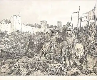 Waldemar IV van Denemarken neemt Visby in (1361), illustratie door Rasmus Christiansen