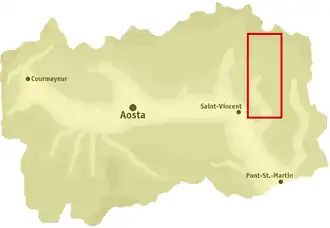 Ligging van het dal in het Aostadal