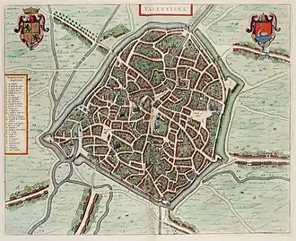 Weergave van Valencijn (Valenciennes) rond 1650 Atlas van Loon