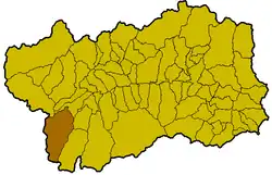 Locatie van Valgrisenche in Aostadal (AO)