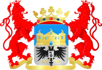 Wapen van de Nederlandse plaats Valkenburg aan de Geul (met kroon erfpretendent via vrouwelijke lijnen)