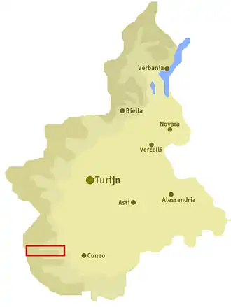 Ligging van het dal in Piëmont